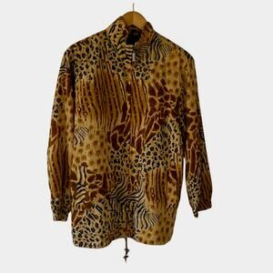 Vintage Y2K Jackets Galore Multi-Animal Print Zip-Up Jacket S/M Windbreaker